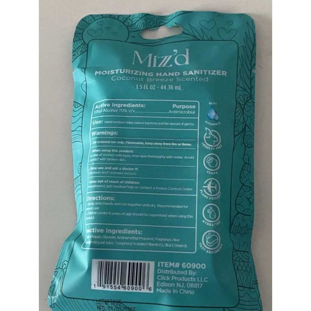 Mizzz’d Scented Hand Sanitizer Spray 1.5 Fl Oz Coconut‎ Breeze Moisturizing NEW